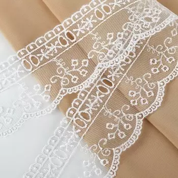 Кружево на сетке, 45 мм 11 ± 1 м, цвет белый