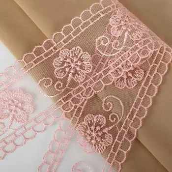 Кружево на сетке, 50 мм, 11±1 м, нежно-розовое