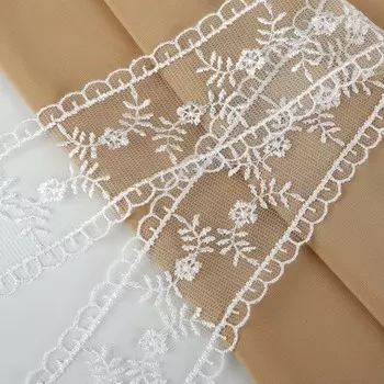 Кружево на сетке, 50 мм 11 ± 1 м, цвет белый