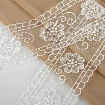 Кружево на сетке, 50 мм 11 ± 1 м, цвет айвори