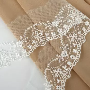 Кружево на сетке, 50 мм 11 ± 1 м, цвет айвори