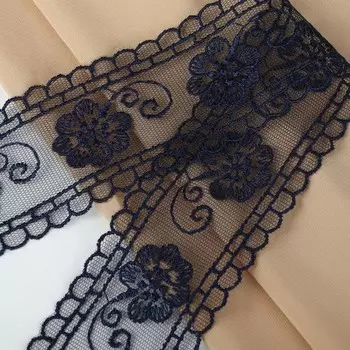 Кружево на сетке, 50 мм, 11±1 м, тёмно-синее