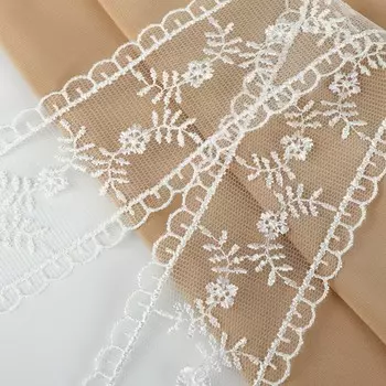 Кружево на сетке, 50 мм 11 ± 1 м, цвет айвори