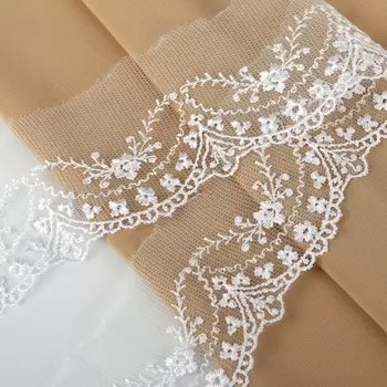 Кружево на сетке, 50 мм 11 ± 1 м, цвет белый