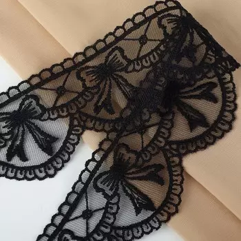 Кружево на сетке, 55 мм 11 ± 1 м, цвет чёрный