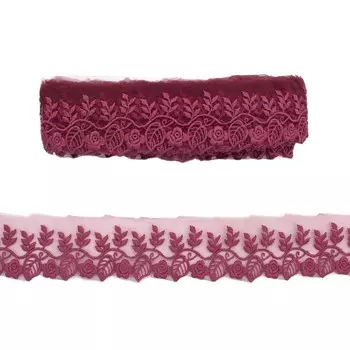 Кружево на сетке 6 см/11,35 м (бордовый)