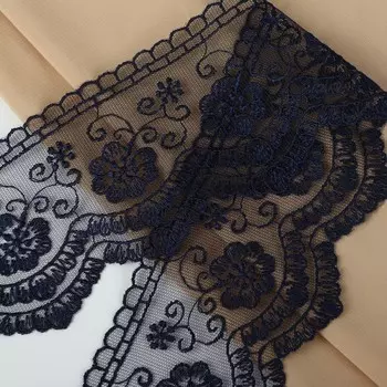 Кружево на сетке, 80 мм, 11±1 м, тёмно-синее