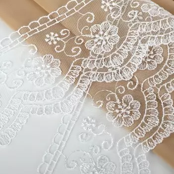 Кружево на сетке, 85 мм 11 ± 1 м, цвет белый