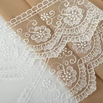 Кружево на сетке, 90 мм, 11±1 м, белое