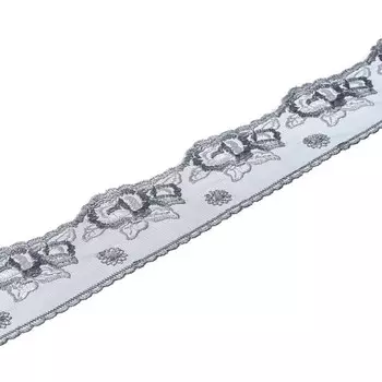 Кружево на сетке (д/ штор) 7,5 см/13,72 м (жемчужно-серый)