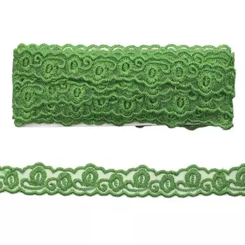 Кружево органза, 23 мм/6,8 м (+/- 4 см), 062 зелёный