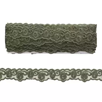 Кружево органза, 23 мм/6,8 м (+/- 4 см), 097 хаки