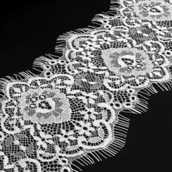 Кружево реснички, 100 мм 9 ± 0,5 м, в бобине 3 шт по 3 м, цвет белый