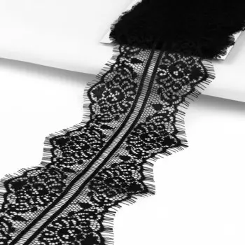 Кружево реснички, 105 мм, 9±0.5 м, в бобине 3 шт. по 3 м, чёрное