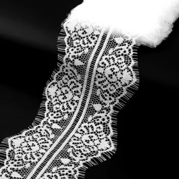 Кружево реснички, 105 мм 9 ± 0,5 м, в бобине 3 шт по 3 м, цвет белый