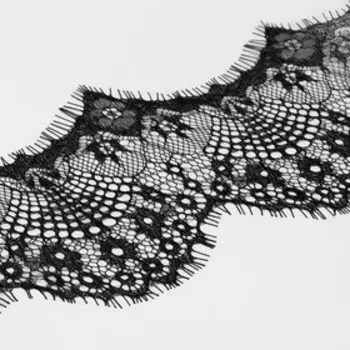 Кружево реснички, 110 мм 9 ± 0,5 м, в бобине 3 шт по 3 м, цвет чёрный