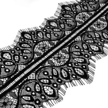 Кружево реснички, 130 мм, 9±0.5 м, в бобине 3 шт. по 3 м, чёрное