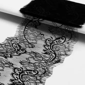 Кружево реснички, 170 мм, 3±0.5 м, чёрное