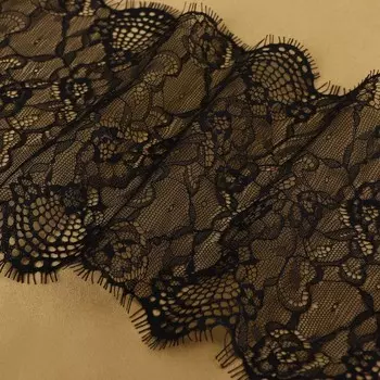 Кружево реснички, 190 мм, 3±0.5 м, чёрное