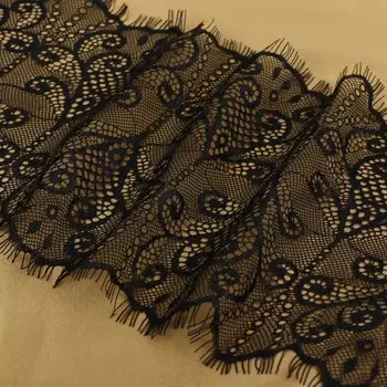 Кружево реснички, 190 мм 3 ± 0,5 м, цвет чёрный