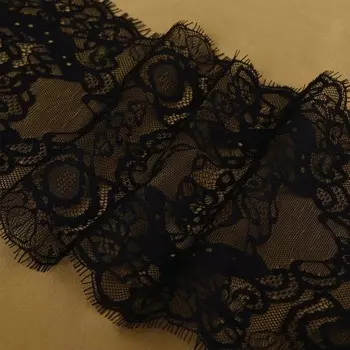 Кружево реснички, 210 мм, 3±0.5 м, чёрное