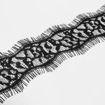 Кружево реснички, 50 мм 9 ± 0,5 м, в бобине 3 шт по 3 м, цвет чёрный