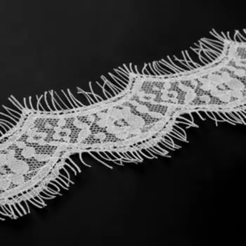 Кружево реснички, 50 мм 9 ± 0,5 м, в бобине 3 шт по 3 м, цвет кипенно-белый