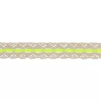 Кружево с лентой 1,8 см/13,72 м (2 зелёный неон)