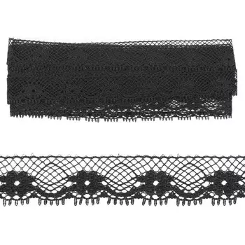 Кружево сетка 1,7 см/6,8 м (+/- 4 см) WL-60, чёрный