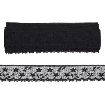 Кружево сетка 2,7 см/6,8 м (+/- 4 см) 0623-1266, чёрный