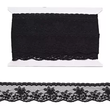 Кружево сетка 3,9 см/6,8 м (+/- 4 см) 0623-1270, чёрный