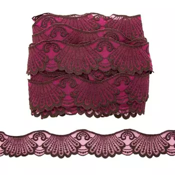 Кружево сетка 4 см/10 м (бордовый/чёрный)