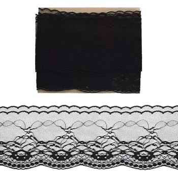Кружево сетка 8,5 см/3,4 м (+/- 4 см) 0623-3013, чёрный