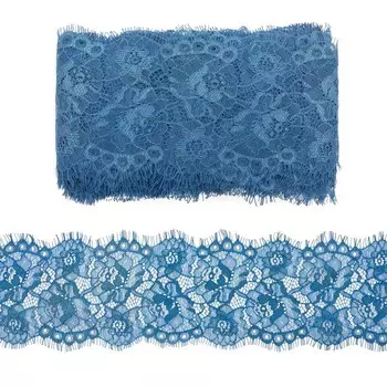 Кружево шантильи на сетке 10.5 см/3 м (D198 тёмно-синий)