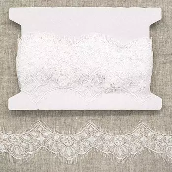 Кружево шантильи на сетке 6,5 см/15 м (белый)