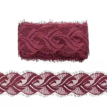 Кружево шантильи на сетке 8 см/3 м (D527 бордовый)