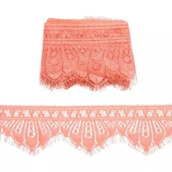 Кружево шантильи на сетке 9 см/3 м (коралловый)