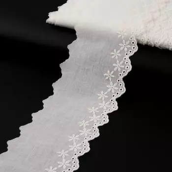 Кружево шитьё, 80 мм, 13.7±1 м, белое