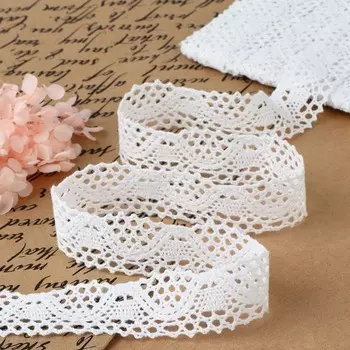 Кружево вязаное, 26 мм 10 ± 1 м, цвет белый