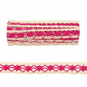 Кружево вязаное, 2,54 см/9 м (розовый)