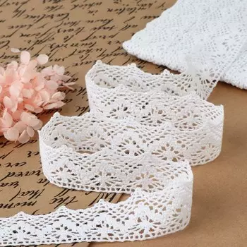 Кружево вязаное, 32 мм 10 ± 1 м, цвет белый