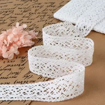 Кружево вязаное, 37 мм 10 ± 1 м, цвет белый