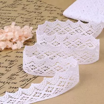 Кружево вязаное, 40 мм 10 ± 1 м, цвет белый