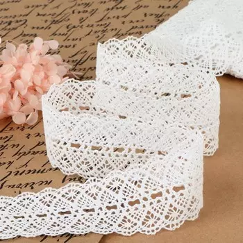 Кружево вязаное, 45 мм 10 ± 1 м, цвет белый