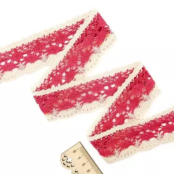 Кружево вязаное, 4 см/9 м (розовый)