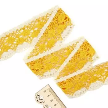 Кружево вязаное, 4 см/9 м (жёлтый)