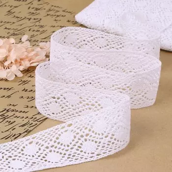 Кружево вязаное, 50 мм 10 ± 1 м, цвет белый