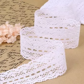 Кружево вязаное, 55 мм 10 ± 1 м, цвет белый