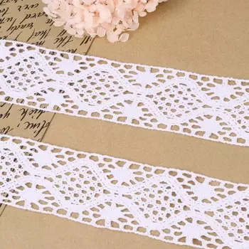 Кружево вязаное, 65 мм 10 ± 1 м, цвет белый