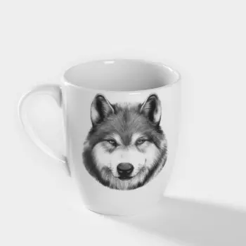 Кружка фарфоровая «Волк», 300 мл, белая